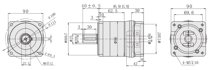 PF90減速箱外形尺寸圖